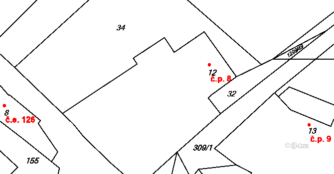 Kobylí a Plchov 8, Bystřice na parcele st. 12 v KÚ Kobylí, Katastrální mapa