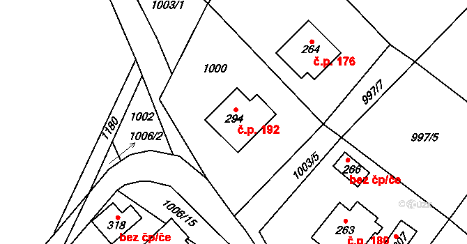 Kruh 192 na parcele st. 294 v KÚ Kruh, Katastrální mapa