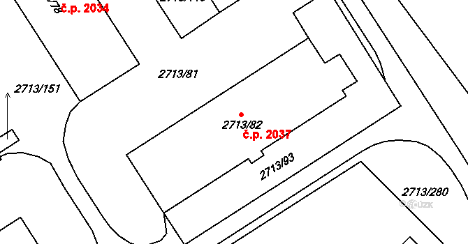 Tachov 2037 na parcele st. 2713/82 v KÚ Tachov, Katastrální mapa