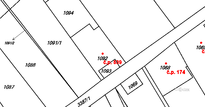 Poruba 539, Orlová na parcele st. 1092 v KÚ Poruba u Orlové, Katastrální mapa
