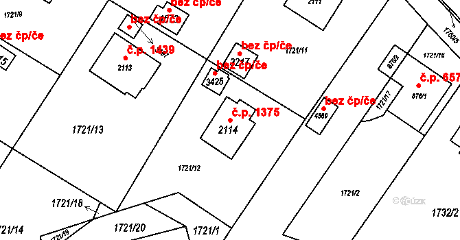Rožnov pod Radhoštěm 1375 na parcele st. 2114 v KÚ Rožnov pod Radhoštěm, Katastrální mapa