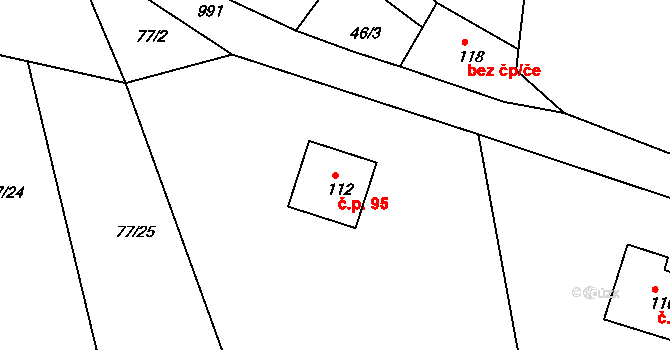 Chlístov 95 na parcele st. 112 v KÚ Chlístov u Rokytnice nad Rokytnou, Katastrální mapa