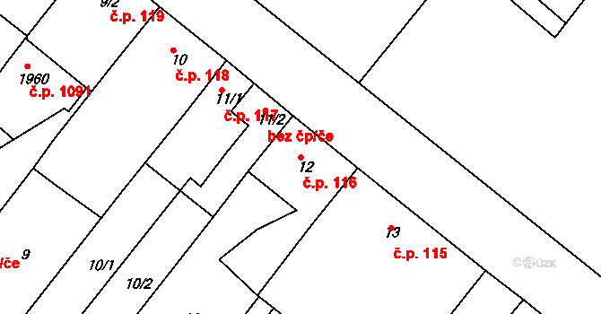 Náměšť nad Oslavou 116 na parcele st. 12 v KÚ Náměšť nad Oslavou, Katastrální mapa