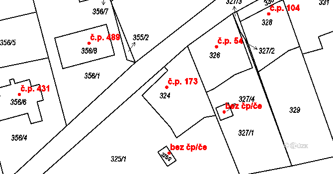 Záblatí 173, Bohumín na parcele st. 324 v KÚ Záblatí u Bohumína, Katastrální mapa