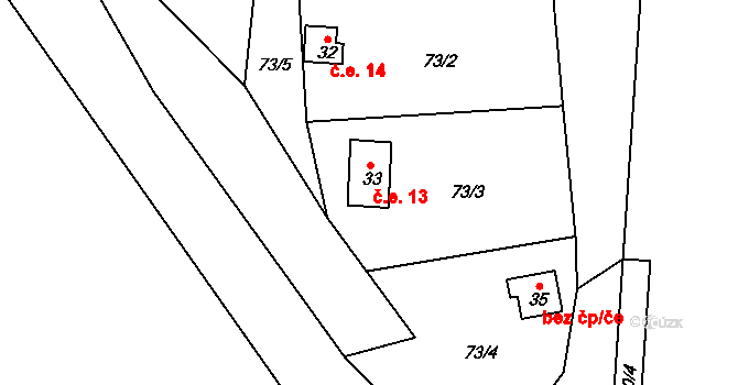 Milotice 13, Dehtáře na parcele st. 33 v KÚ Milotice, Katastrální mapa