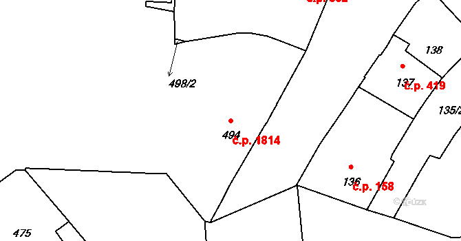 Pelhřimov 1814 na parcele st. 494 v KÚ Pelhřimov, Katastrální mapa
