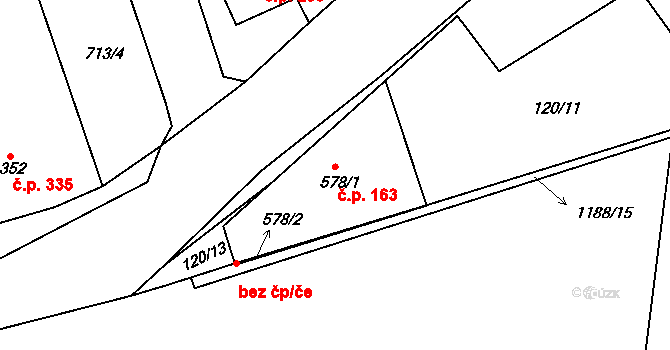 Švihov 163 na parcele st. 578/1 v KÚ Švihov u Klatov, Katastrální mapa