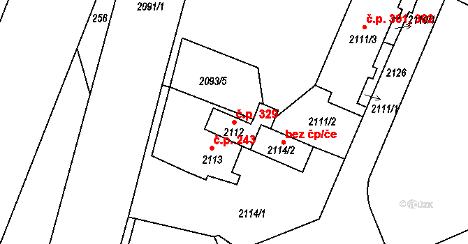 Jablůnka 329 na parcele st. 2112 v KÚ Jablůnka, Katastrální mapa