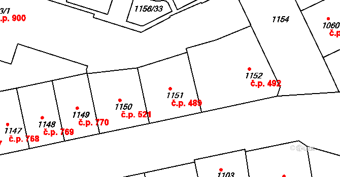 Žižkov 489, Praha na parcele st. 1151 v KÚ Žižkov, Katastrální mapa