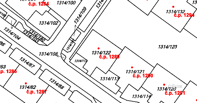 Zbraslav 1289, Praha na parcele st. 1314/122 v KÚ Zbraslav, Katastrální mapa