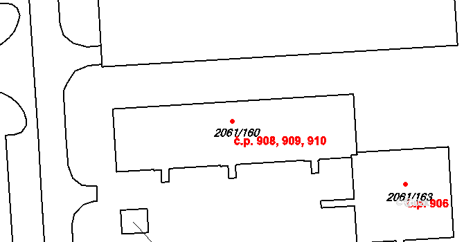 České Budějovice 2 908,909,910, České Budějovice na parcele st. 2061/160 v KÚ České Budějovice 2, Katastrální mapa