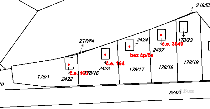 Sezimovo Ústí 164 na parcele st. 2423 v KÚ Sezimovo Ústí, Katastrální mapa