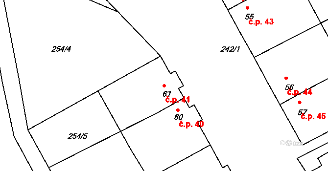 Chrastná 41, Osečná na parcele st. 61 v KÚ Chrastná, Katastrální mapa
