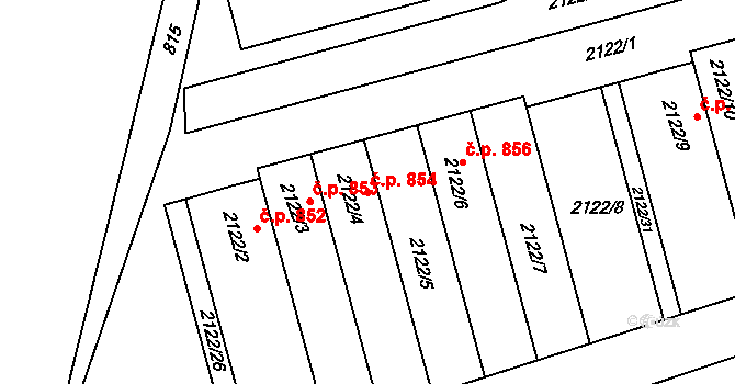 Moravský Krumlov 854 na parcele st. 2122/4 v KÚ Moravský Krumlov, Katastrální mapa