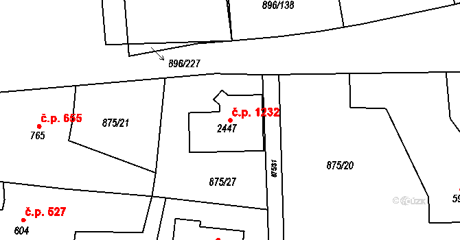 Blatná 1232 na parcele st. 2447 v KÚ Blatná, Katastrální mapa