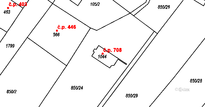 Dolní Bousov 708 na parcele st. 1044 v KÚ Dolní Bousov, Katastrální mapa