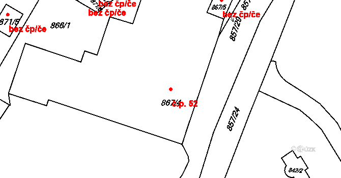 Předměstí 52, Litoměřice na parcele st. 867/4 v KÚ Litoměřice, Katastrální mapa