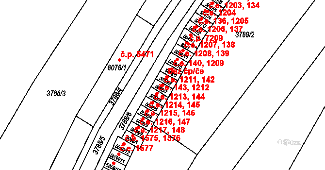Zlín 142,1211 na parcele st. 5058/7 v KÚ Zlín, Katastrální mapa