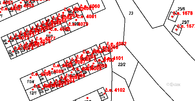 Kadaň 4068 na parcele st. 11/2 v KÚ Bystřice u Kadaně, Katastrální mapa