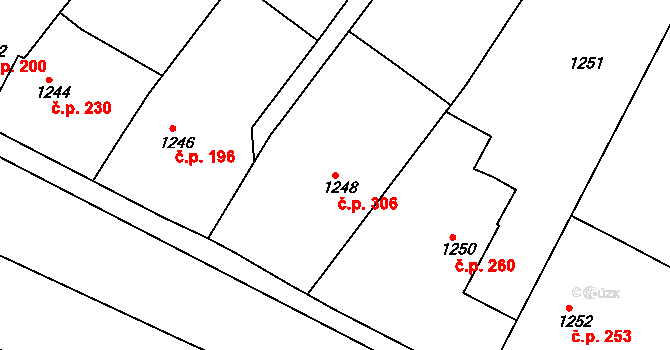 Želechovice nad Dřevnicí 306 na parcele st. 1248 v KÚ Želechovice nad Dřevnicí, Katastrální mapa