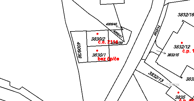Jirkov 42936403 na parcele st. 3830/1 v KÚ Jirkov, Katastrální mapa