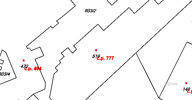 Lučany nad Nisou 777 na parcele st. 519 v KÚ Lučany nad Nisou, Katastrální mapa