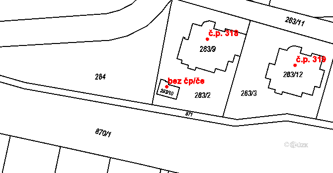 Otice 43804403 na parcele st. 283/10 v KÚ Otice, Katastrální mapa