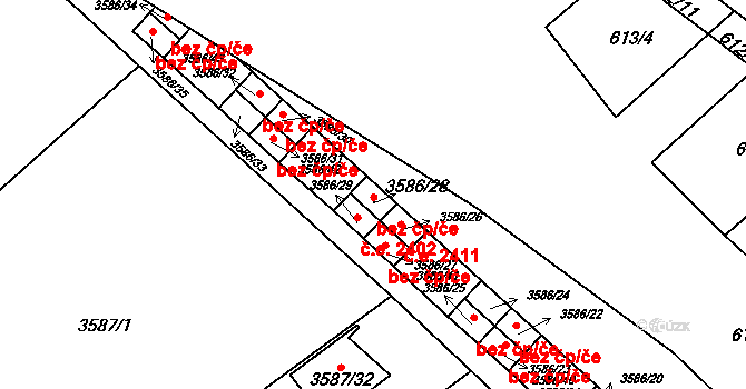 Brno 45586403 na parcele st. 3586/28 v KÚ Řečkovice, Katastrální mapa