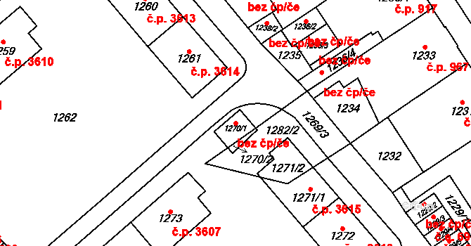 Chomutov 48682403 na parcele st. 1270/1 v KÚ Chomutov I, Katastrální mapa