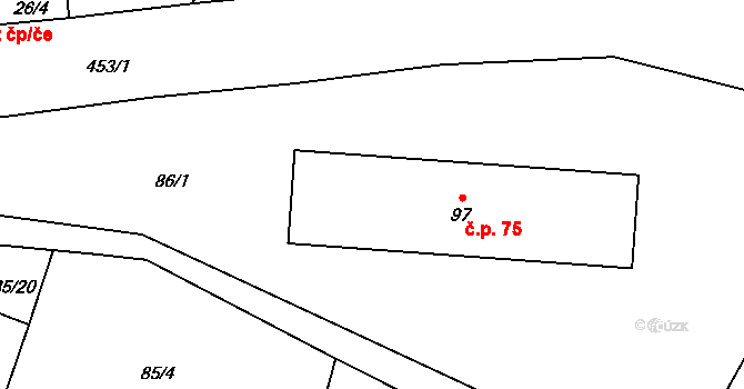 Myšenec 75, Protivín na parcele st. 97 v KÚ Myšenec, Katastrální mapa
