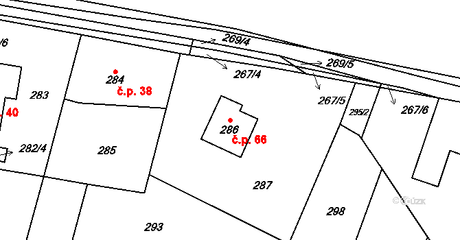 Beroun-Zdejcina 66, Beroun na parcele st. 286 v KÚ Zdejcina, Katastrální mapa