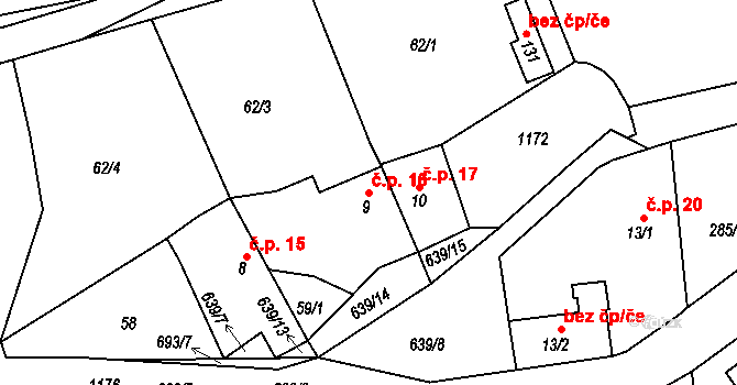 Nemyšl 16 na parcele st. 9 v KÚ Nemyšl, Katastrální mapa