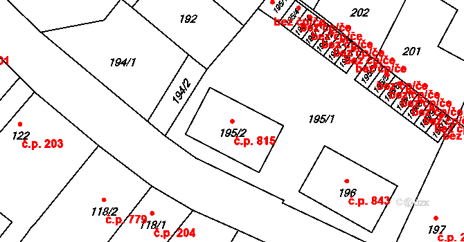 Holice 815 na parcele st. 195/2 v KÚ Holice v Čechách, Katastrální mapa