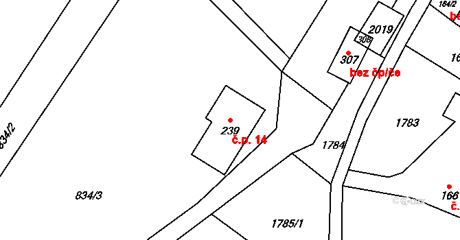 Heltínov 14, Luboměř na parcele st. 239 v KÚ Luboměř, Katastrální mapa