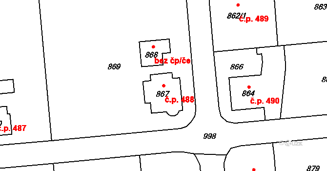 Fulnek 488 na parcele st. 867 v KÚ Fulnek, Katastrální mapa