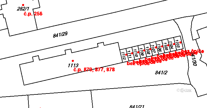 Červený Kostelec 877,878,879 na parcele st. 1113 v KÚ Červený Kostelec, Katastrální mapa
