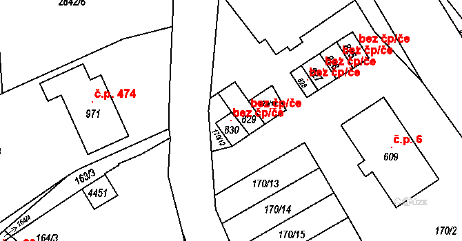 Jedlová 97132403 na parcele st. 830 v KÚ Jedlová u Poličky, Katastrální mapa