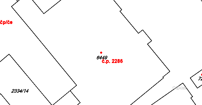 Kroměříž 2286 na parcele st. 6449 v KÚ Kroměříž, Katastrální mapa