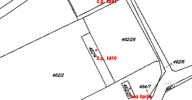 Holešov 1410 na parcele st. 462/4 v KÚ Holešov, Katastrální mapa