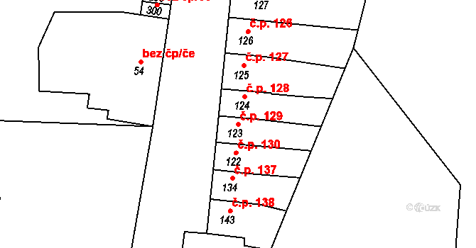 Přerov III-Lověšice 129, Přerov na parcele st. 123 v KÚ Lověšice u Přerova, Katastrální mapa