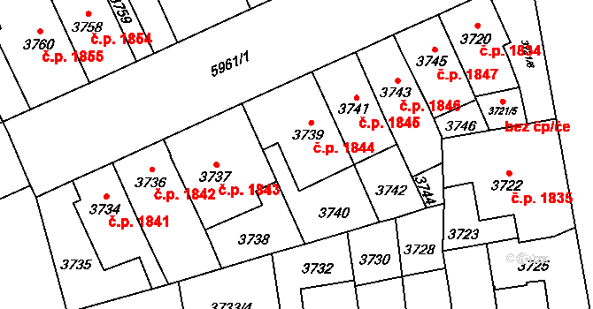 Jihlava 1844 na parcele st. 3739 v KÚ Jihlava, Katastrální mapa