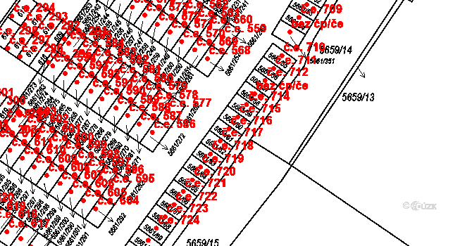 Jihlava 715 na parcele st. 5661/60 v KÚ Jihlava, Katastrální mapa