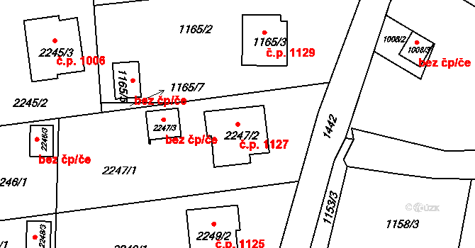 Lyžbice 1127, Třinec na parcele st. 2247/2 v KÚ Lyžbice, Katastrální mapa