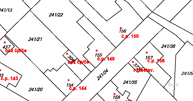 Braškov 149 na parcele st. 155 v KÚ Braškov, Katastrální mapa