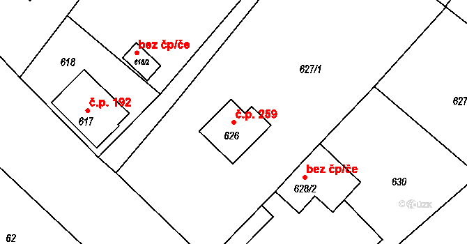 Janovice 259, Rýmařov na parcele st. 626 v KÚ Janušov, Katastrální mapa