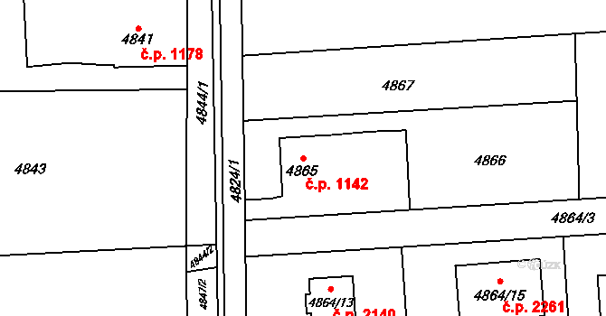 Rychvald 1142 na parcele st. 4865 v KÚ Rychvald, Katastrální mapa