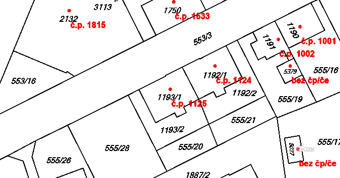 Šumperk 1125 na parcele st. 1193/1 v KÚ Šumperk, Katastrální mapa