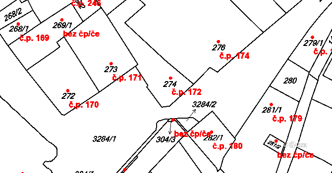 Mikulov 172 na parcele st. 274 v KÚ Mikulov na Moravě, Katastrální mapa