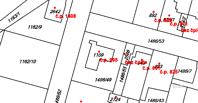 Třebechovice pod Orebem 995 na parcele st. 1109 v KÚ Třebechovice pod Orebem, Katastrální mapa