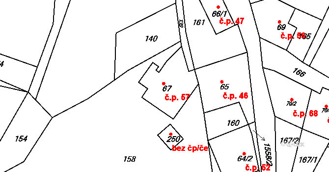 Bítouchov 57, Semily na parcele st. 67 v KÚ Bítouchov u Semil, Katastrální mapa